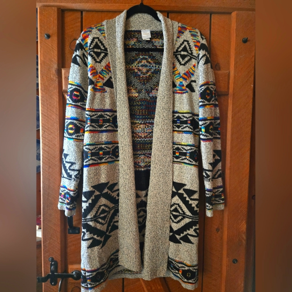 🌵 Northern Angel Boho Aztec Trench Cardigan Sweater | Women’s Large